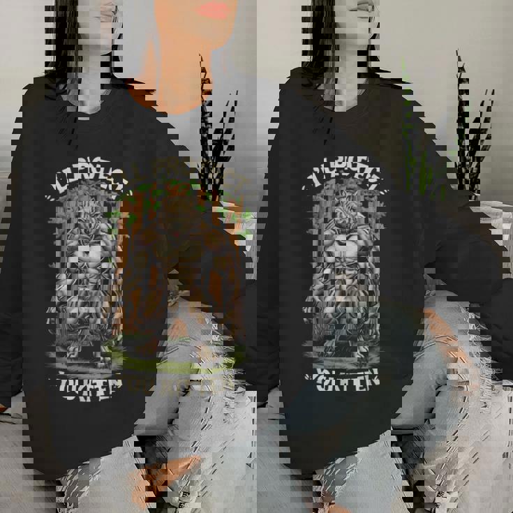 I'll Protect You Kitten Wolf Meme Joke 皮肉な女性 男性 レディーススウェットシャツ 彼女への贈り物