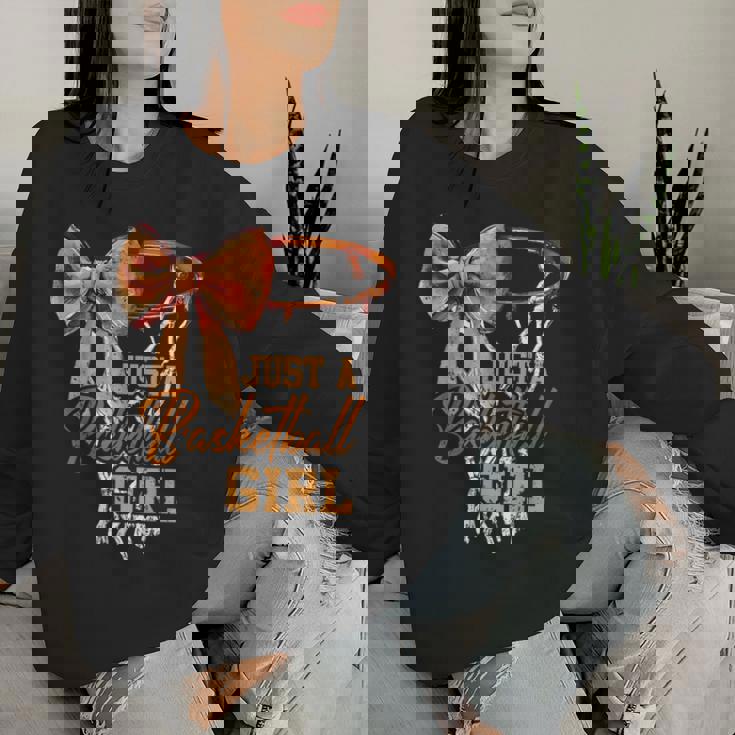 Just A Basketball Girl キュート コケット リボン バスケットボール選手 ガールズ レディーススウェットシャツ 彼女への贈り物