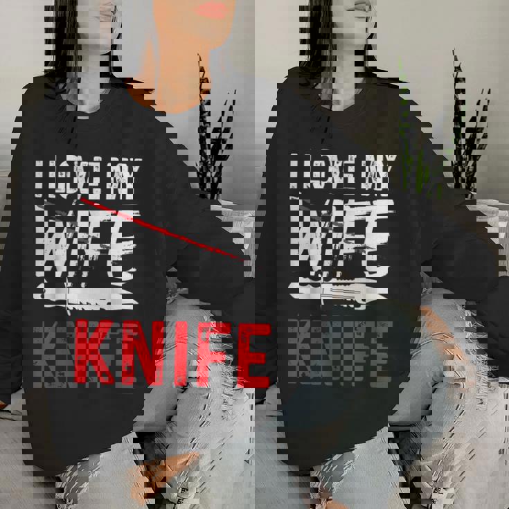 メンズ Knife Collector I Love My Wife ナイフ レディーススウェットシャツ 彼女への贈り物