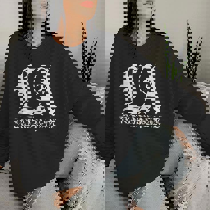 La Transplant ホワイト オールド イングリッシュグラフィック レディーススウェットシャツ 彼女への贈り物