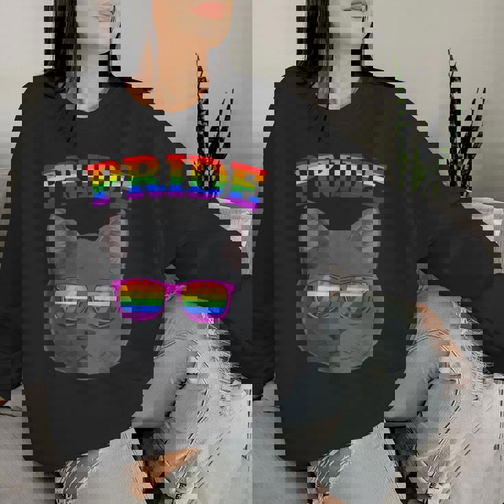 Lgbt Britishhorthair Cat Gay Pride Rainbow Lgbtq Kitty レディーススウェットシャツ 彼女への贈り物