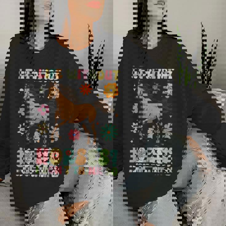 Life Without Horses グルーヴィーな乗馬 乗馬 レディーススウェットシャツ 彼女への贈り物