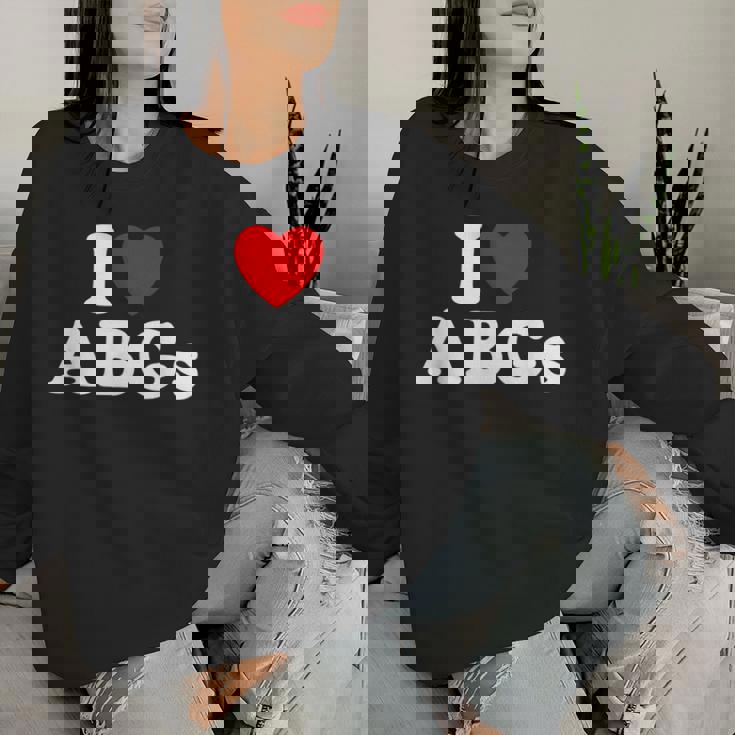I Love Abgs I Heart Abg おもしろい アジアの赤ちゃん 女の子 恋人 レディーススウェットシャツ 彼女への贈り物