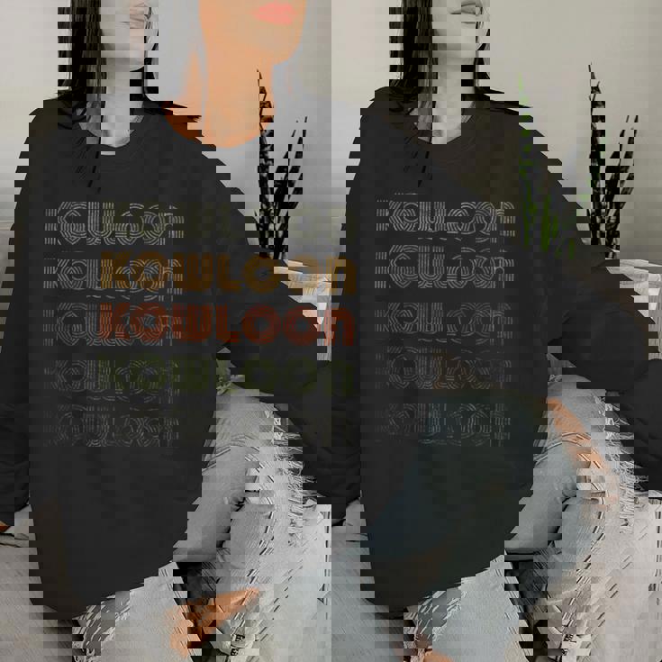 Love Heart Kowloon グランジ ヴィンテージスタイル ブラック 九龍 レディーススウェットシャツ 彼女への贈り物