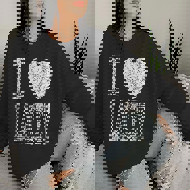 I Love Lacey バレンタイン ガールフレンド 女の子 娘 ハート 妻 レディーススウェットシャツ 彼女への贈り物