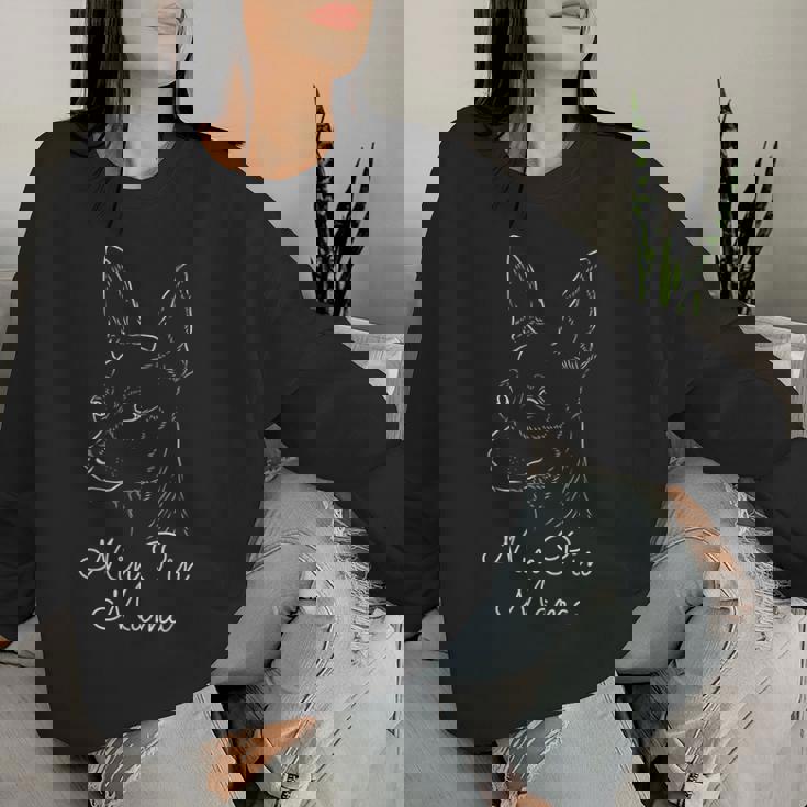 Min Pin Mama Dog Owner ミニチュアピンシャー ミニピンチャー レディーススウェットシャツ 彼女への贈り物