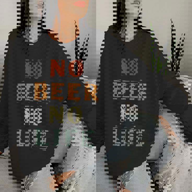 No Beer No Life Lover ファン ヴィンテージスタイル ラガー 生ビール レディーススウェットシャツ 彼女への贈り物