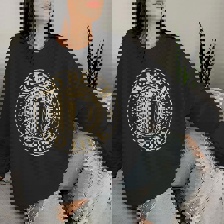 No Beer No Life ヴィンテージ飲酒 ビール愛好家向け 左胸 レディーススウェットシャツ 彼女への贈り物