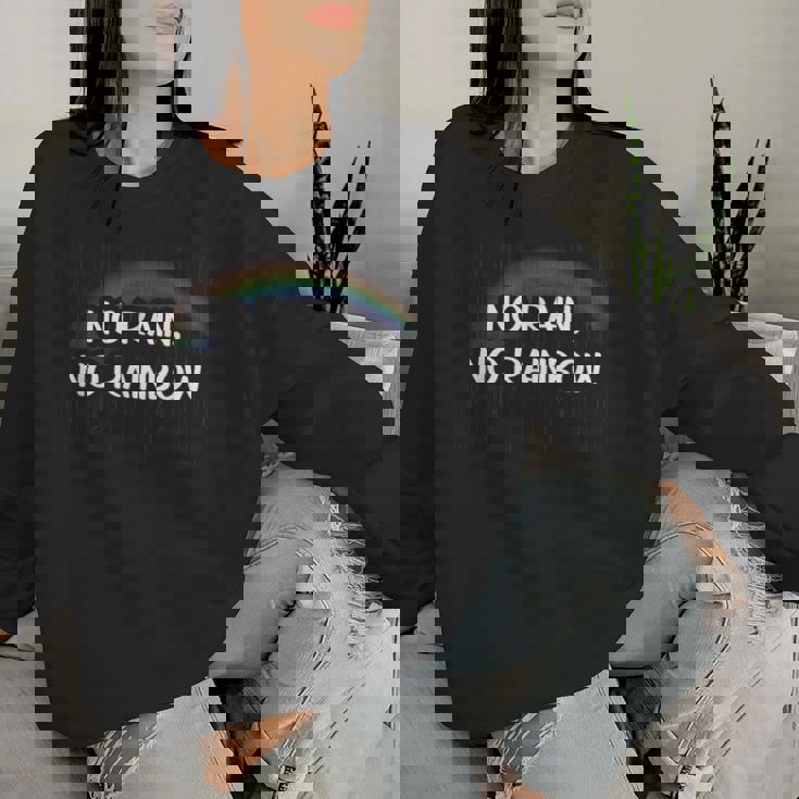 No Rain No Rainbow レディーススウェットシャツ 彼女への贈り物