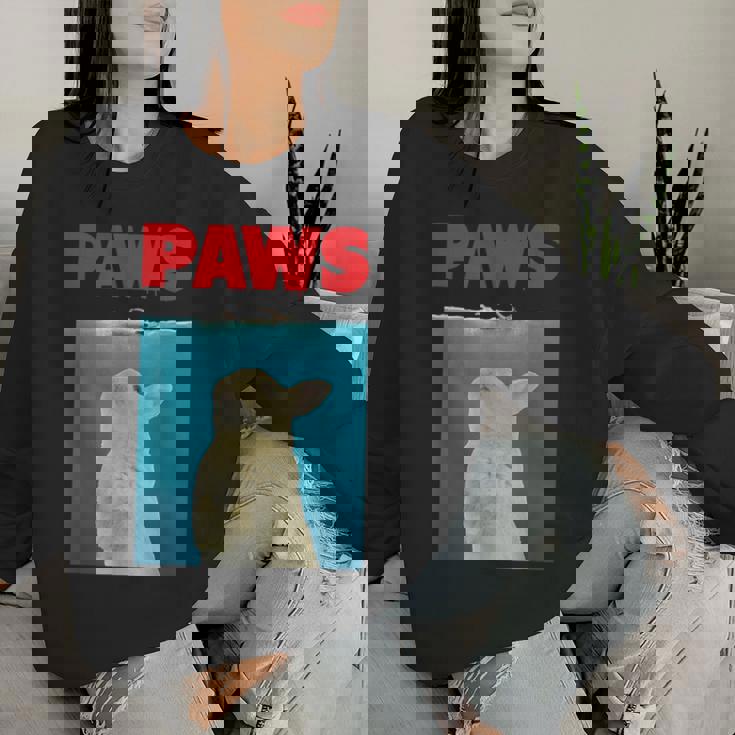 Paws Bunny 面白いパロディ ウサギ好きのギフト レディーススウェットシャツ 彼女への贈り物