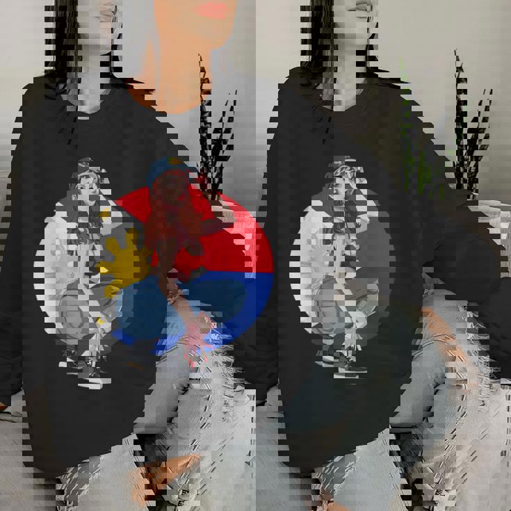 Pinay Girl フィリピン 強い フィリピン国旗 フィリピンプライド レディーススウェットシャツ 彼女への贈り物