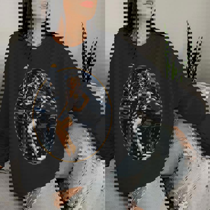 Pinup Girl Warbird 軍用航空機 航空機 レディーススウェットシャツ 彼女への贈り物