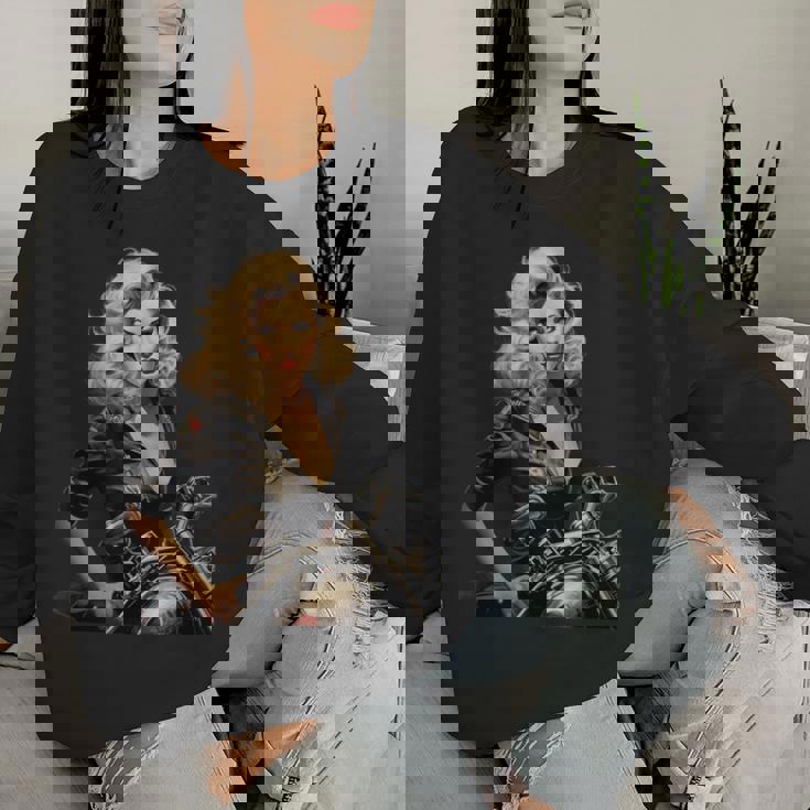 Pinup Girl バイカー オートバイ ライダー ヴィンテージ レディーススウェットシャツ 彼女への贈り物