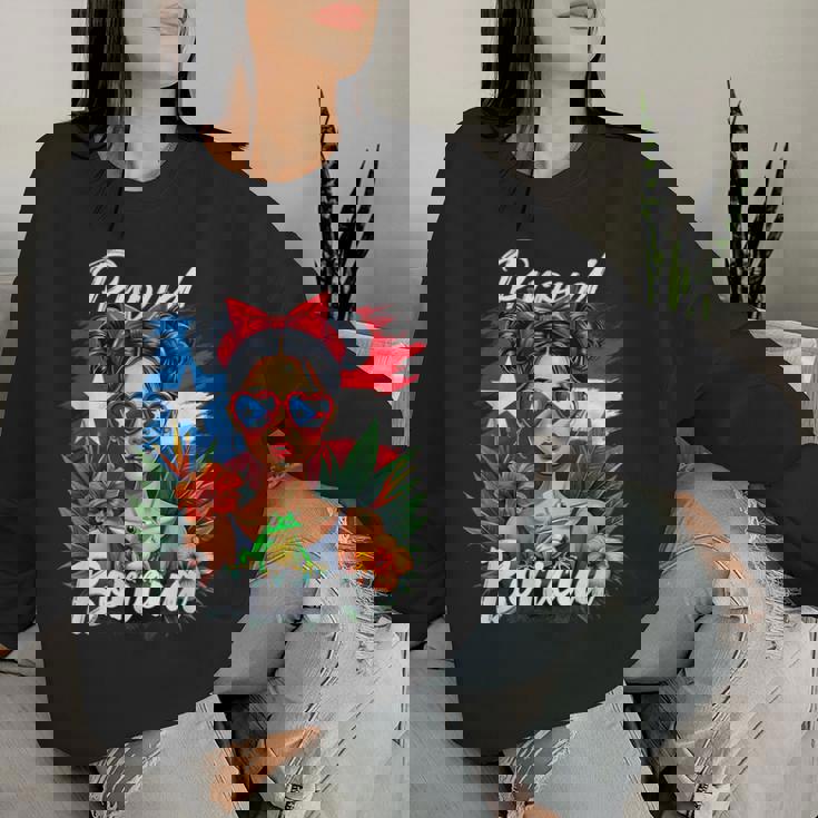 Puerto Rican Girls Boricua Puerto Rico Heritage Messy Bun Women Sweatshirt Gifts for Her Puerto Rican Girls Boricua Puerto Rico Heritage Messy Bun Women Sweatshirt Gifts for Her