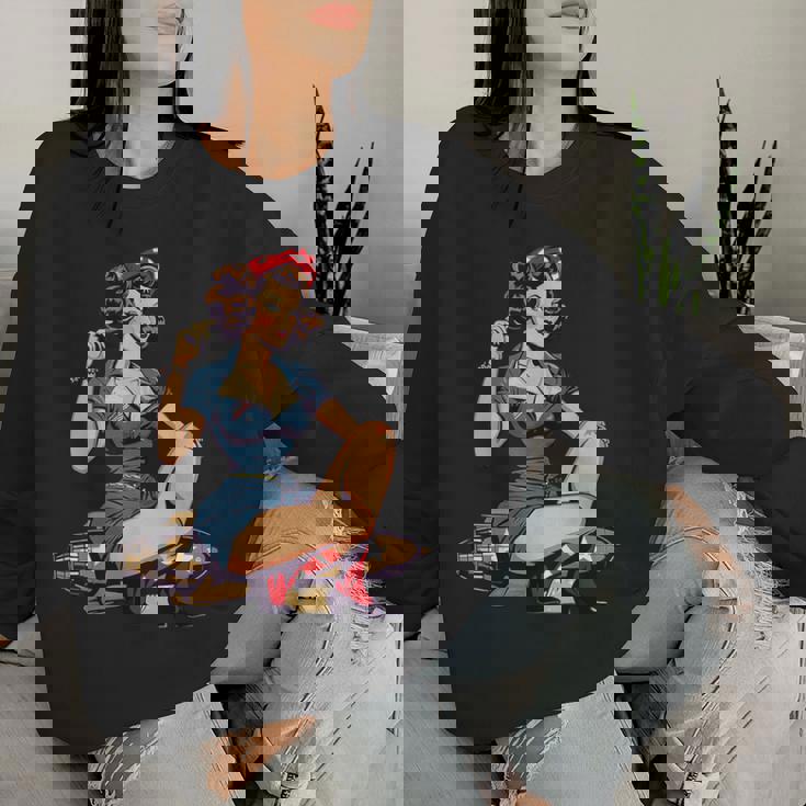 Retro Patriotic Pin-Upintage Usa Flag American Beauty Girl レディーススウェットシャツ 彼女への贈り物