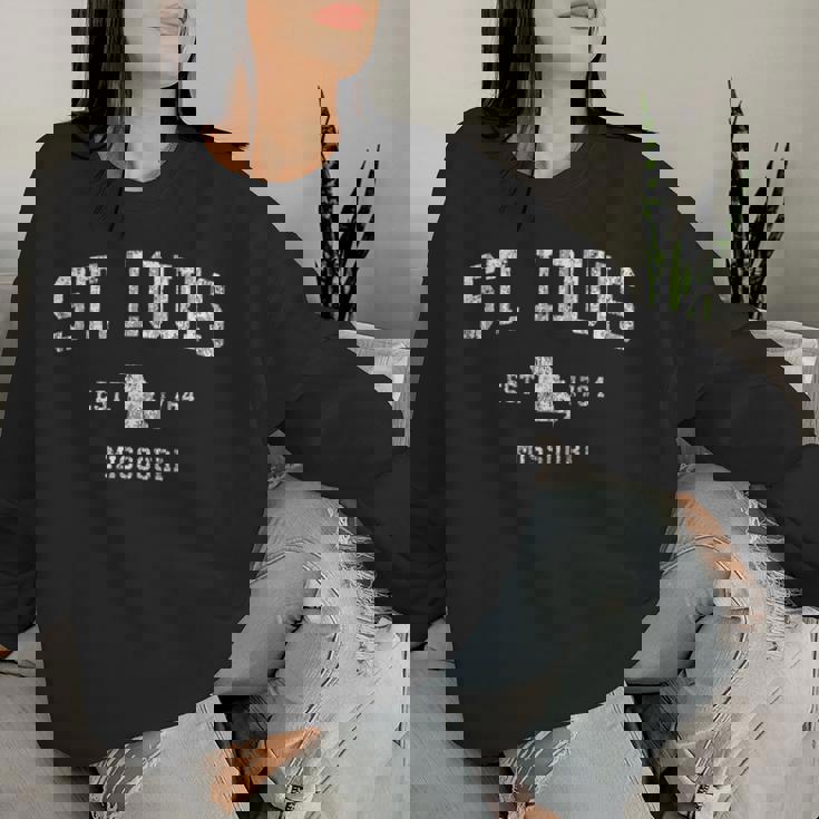 St Louis Missouri Mo ヴィンテージ アスレチック スポーツデザイン レディーススウェットシャツ 彼女への贈り物