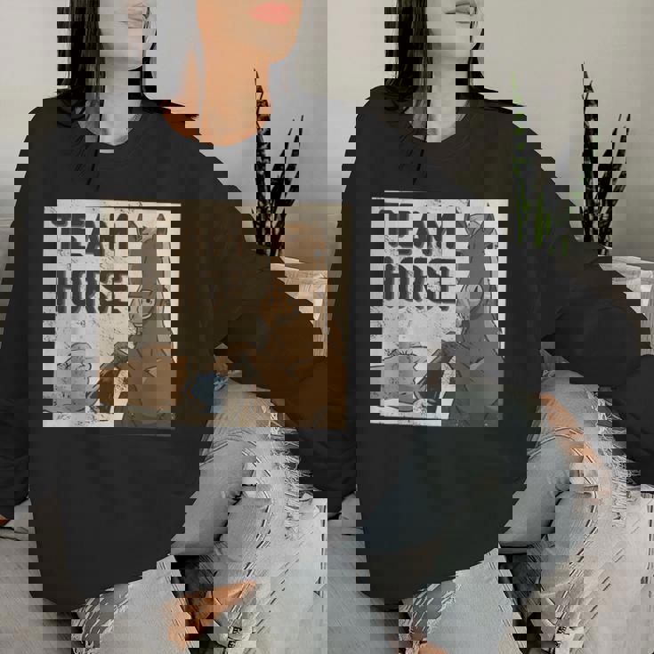 Team Horse 面白い馬のデザイン レディーススウェットシャツ 彼女への贈り物