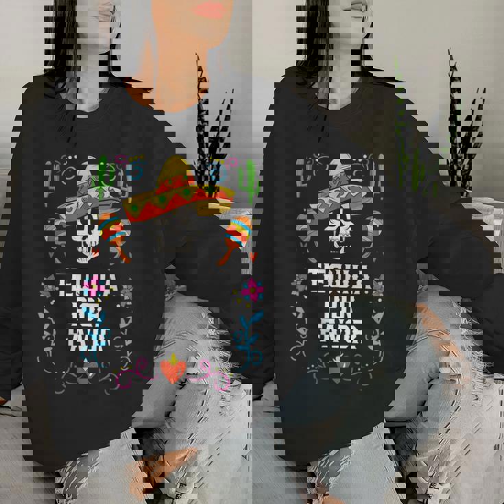 Tequila Por Favor アルコール テキーラ酒飲み メキシコ レディーススウェットシャツ 彼女への贈り物