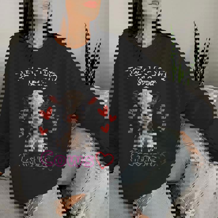 かわいい ホルスタイン 牛 の – ' Just A Girl Who Loves Cows ' デザイン レディーススウェットシャツ 彼女への贈り物