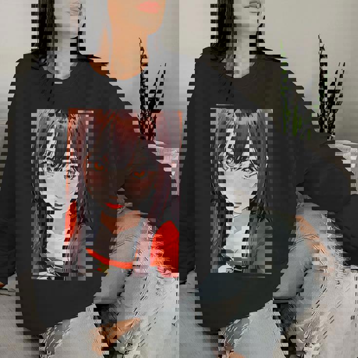 かわいい 可愛い 女の子 若い 美人 イラスト 日本 きれい 赤い服 レディーススウェットシャツ 彼女への贈り物