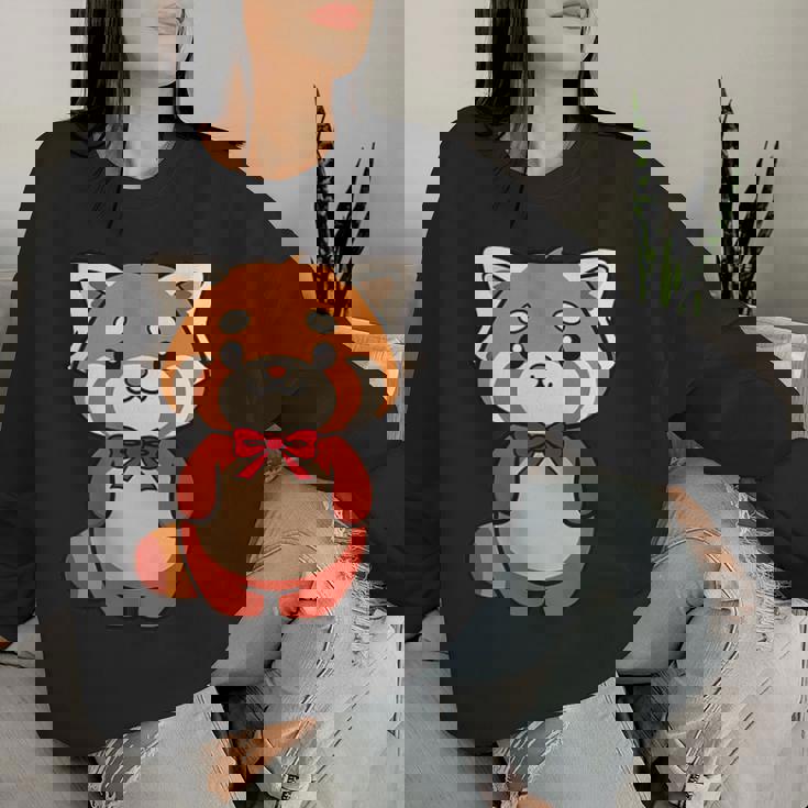 かわいいレッサーパンダ蝶ネクタイ かわいい動物園 日帰り旅行 男の子 女の子 キッズ レディーススウェットシャツ 彼女への贈り物