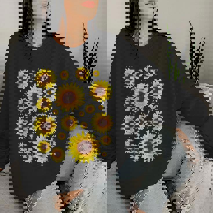 ひまわり 花柄 花 シンプル ポジティブ 夏 グラフィック レディーススウェットシャツ 彼女への贈り物