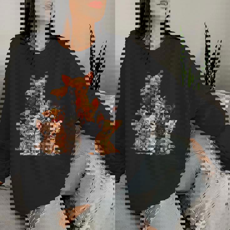 アニメ カワイイ チワワ 女の子 男の子 キッズ レディーススウェットシャツ 彼女への贈り物