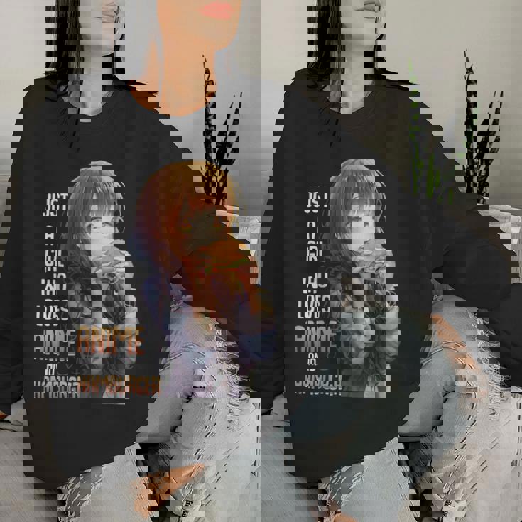 アニメとハンバーガーが大好きな女の子 レディーススウェットシャツ 彼女への贈り物