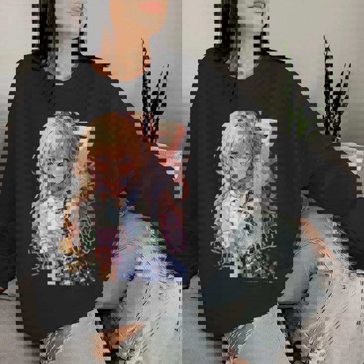 アニメ風イラスト ギャル 最強 可愛い女の子 レディーススウェットシャツ 彼女への贈り物