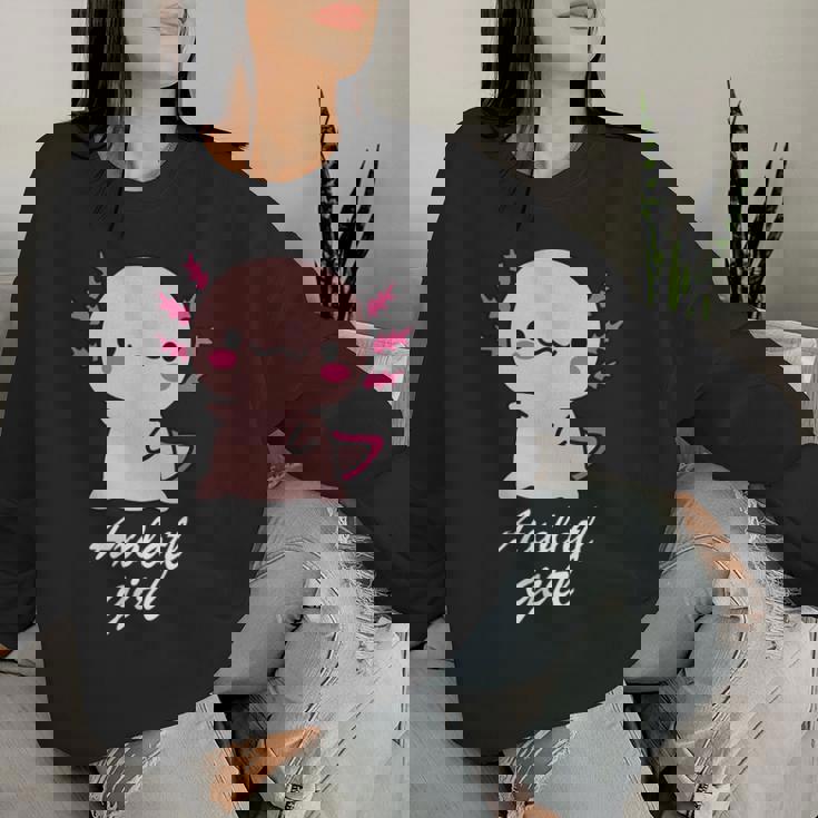 ウーパールーパーの女の子 レディーススウェットシャツ 彼女への贈り物