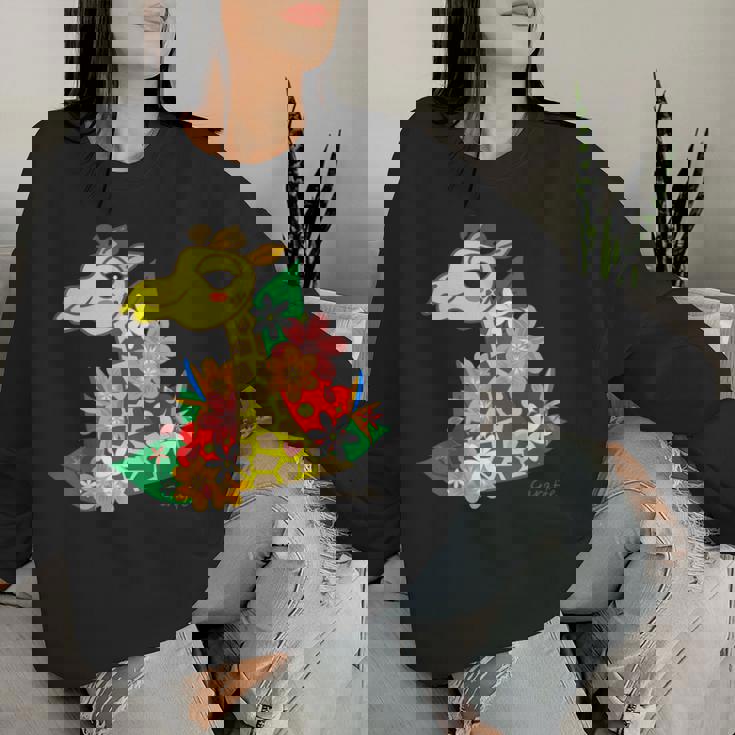 キリン 花 Giraffes Flower レディーススウェットシャツ 彼女への贈り物