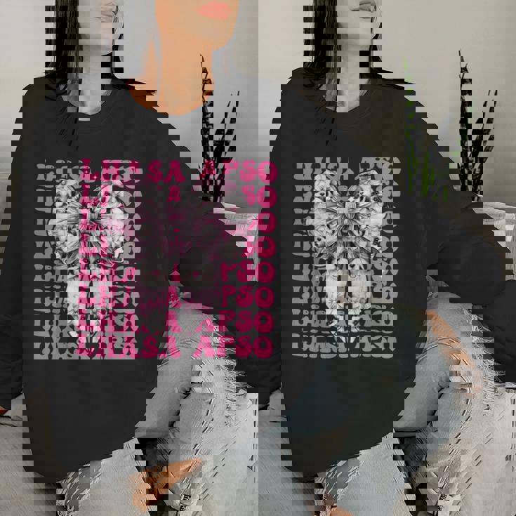 コケットボウ ラサ・アプソ 犬 女の子 ママ 母の日 ピンク レディーススウェットシャツ 彼女への贈り物