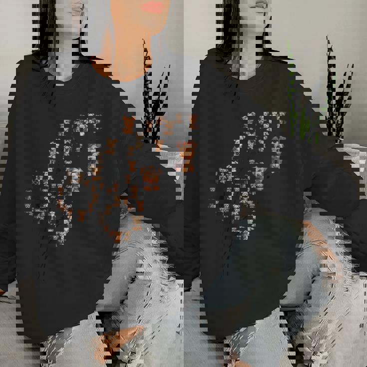 タンポポ ヨークシャー テリアの花、花のヨーキー ツリー レディーススウェットシャツ 彼女への贈り物