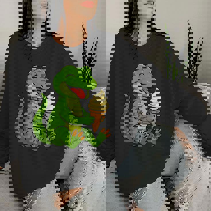 トカゲ アイスクリーム 動物園 動物好き カワイイ 男の子 女の子 キッズ レディーススウェットシャツ 彼女への贈り物