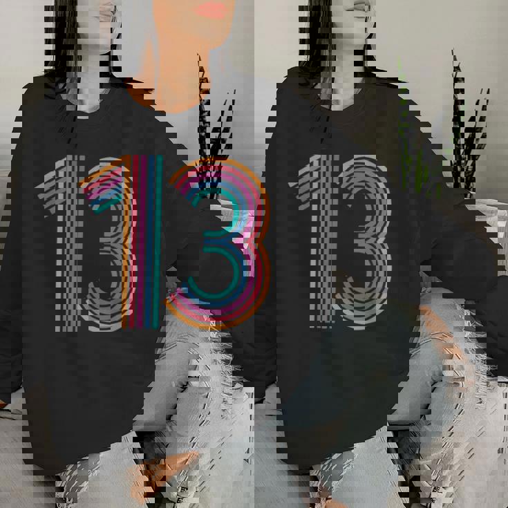 ナンバー13 13周年 男の子 女の子 13歳の誕生日 レディーススウェットシャツ 彼女への贈り物
