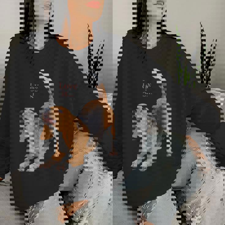 ビーグルシャツ ビーグルtシャツ Love Is Dog Mom Dad 子犬 ペット キュート レディーススウェットシャツ 彼女への贈り物