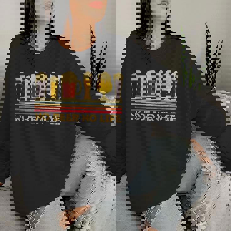 ビール 酒 面白いtシャツ No Beer No Life 飲み おもしろ 飲み会 のんべえ メンズ ネタ 服 レディーススウェットシャツ 彼女への贈り物