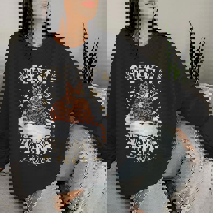 ベンガル猫のお母さんと子猫、母の日、お母さん レディーススウェットシャツ 彼女への贈り物