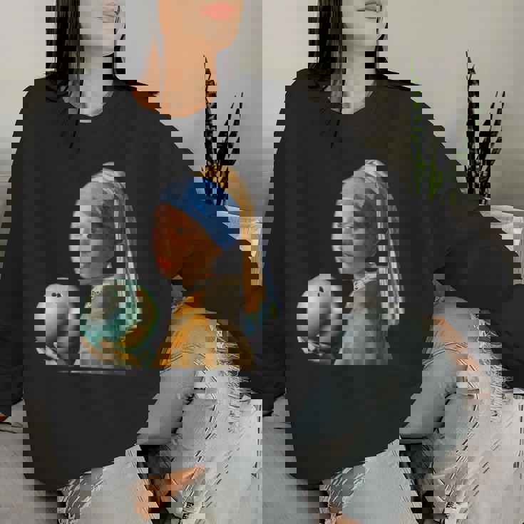 ボーリング 面白いtシャツ フェルメール ボウリング おもしろ ネタ 服 メンズ おもしろグッズ 大人 女性 ボウラー レディーススウェットシャツ 彼女への贈り物