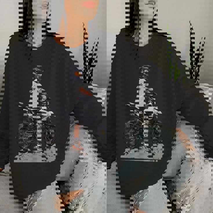 モタード・コミックス、男性にも女性にも素敵な贈り物のアイデア レディーススウェットシャツ 彼女への贈り物