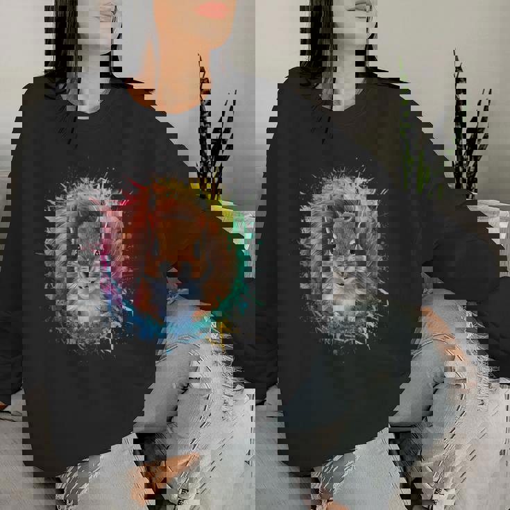 リス 男性 女性 カラフル 水彩 リス レディーススウェットシャツ 彼女への贈り物