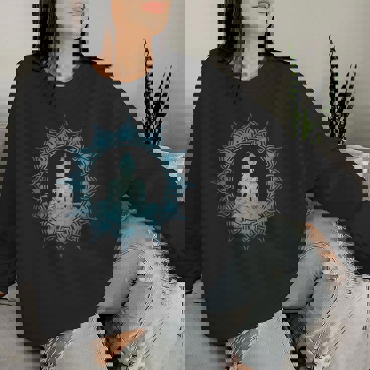 仏 瞑想 チャクラ 蓮の花 仏教 ヨガ レディーススウェットシャツ 彼女への贈り物