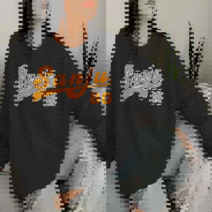 傘寿祝い 野球 野球好き 野球ユニフォーム風anju 文字 父 母 男性 女性 おもしろ 80歳 誕生日 レディーススウェットシャツ 彼女への贈り物