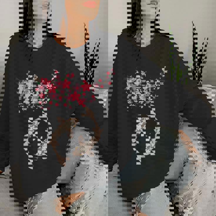 和鯉 鯉 錦鯉 魚 桜 男性 女性 レディーススウェットシャツ 彼女への贈り物