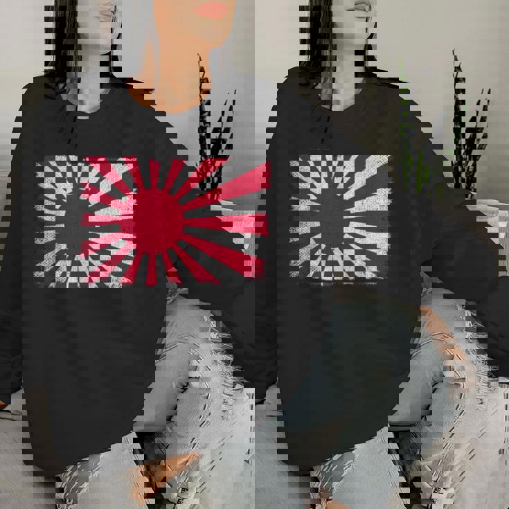 大日本帝国 男性 女性 グランジ ヴィンテージ 旭日旗 レディーススウェットシャツ 彼女への贈り物