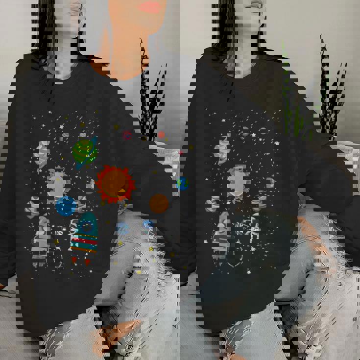 宇宙 惑星 太陽系 宇宙飛行士 オタク キッズ 男の子 女の子 レディーススウェットシャツ 彼女への贈り物