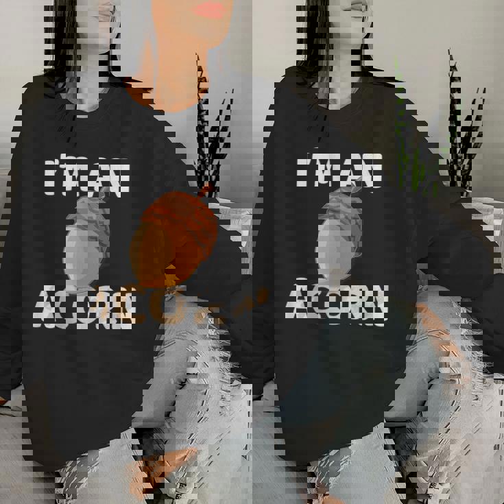 感謝祭 秋 どんぐり コスチューム Happy Falleason ギフト レディーススウェットシャツ 彼女への贈り物