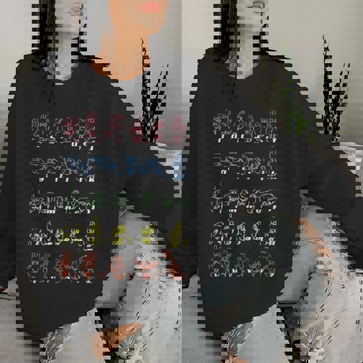 手話tシャツ Asl Teacher手アルファベット学習tシャツ レディーススウェットシャツ 彼女への贈り物