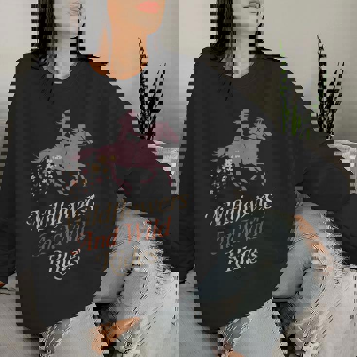 柔らかい カウガール フローラル ロデオ ウエスタン 美的 馬 女の子 レディーススウェットシャツ 彼女への贈り物