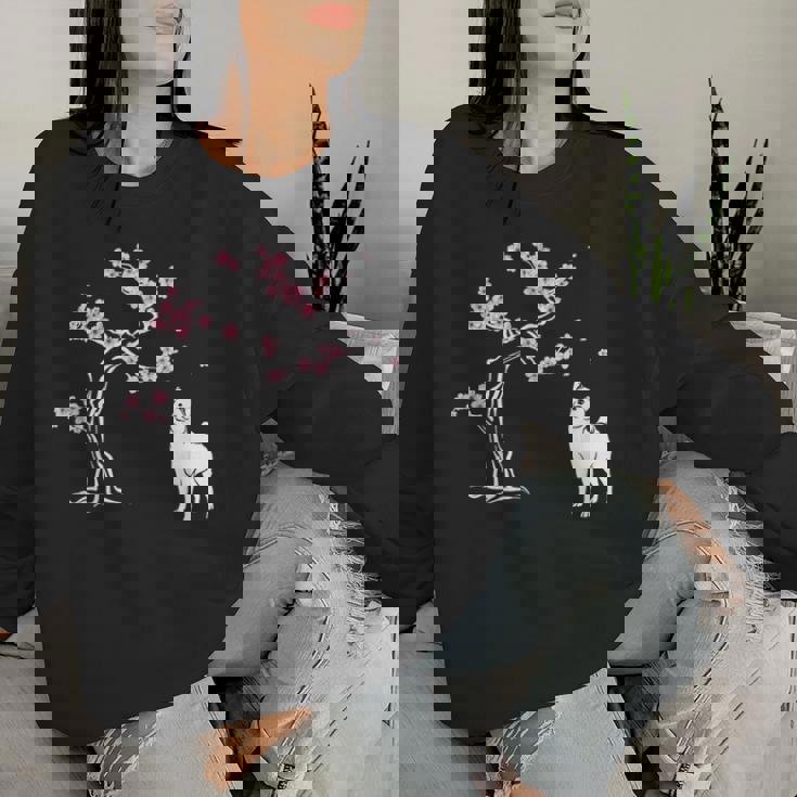 柴犬の桜hiba Inu Japanese Cherry Blossomakura レディーススウェットシャツ 彼女への贈り物